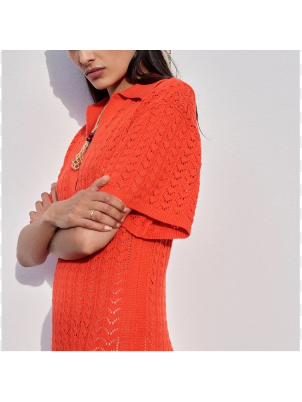 NWT| Shona Joy Red crochet midi dress size medium